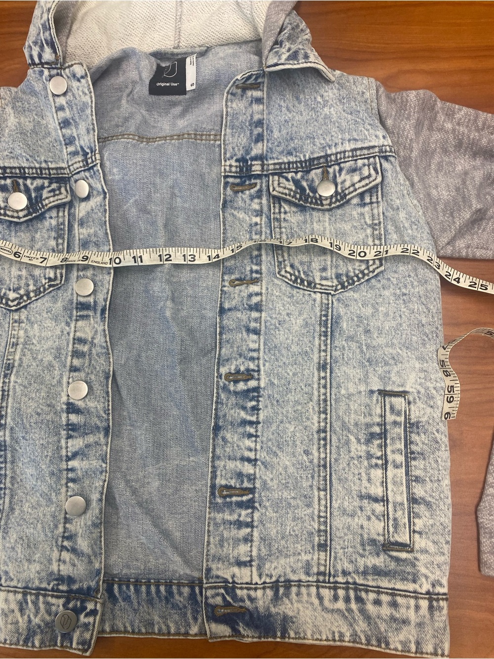 Original Use Denim Jacket Men S Sweatshirt Hoodie Acid Wash Lightweight Pockets - Picture 10 of 13